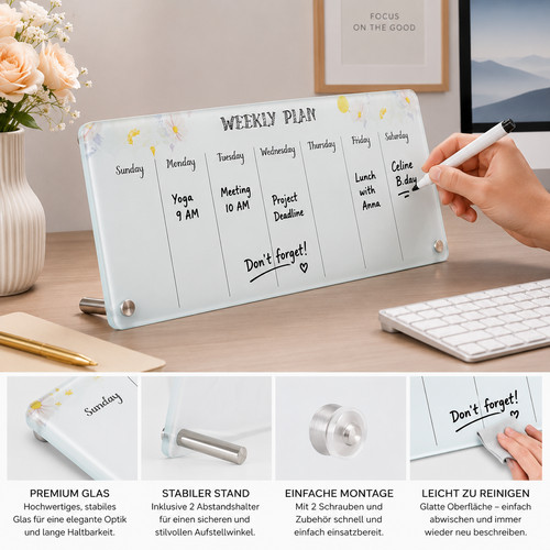 Wochenplaner glas whiteboard - glas,